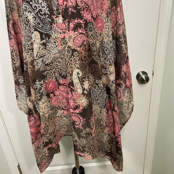 Susan Graver Paisley Print Kimono Shawl Poncho Size XL CB-70 - Picture 4 of 8